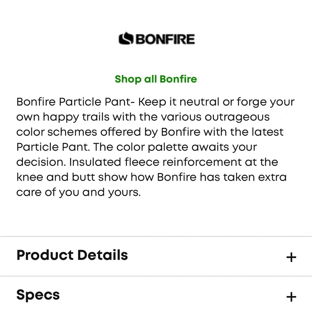 Bonfire Particle waterproof khaki green snowboard ski pants size XL
